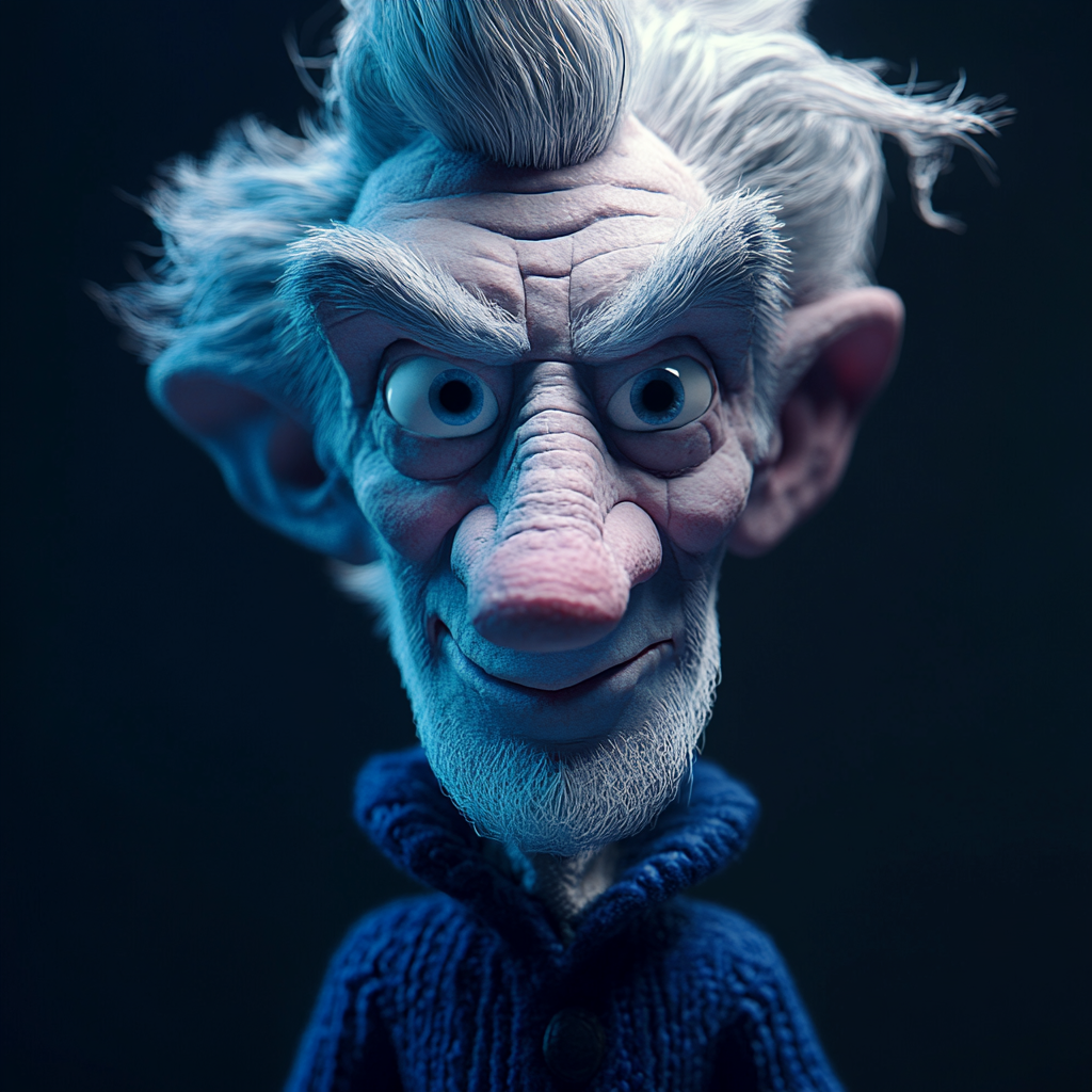 Snow Miser in Claymation Portrait, Realistic Male Character