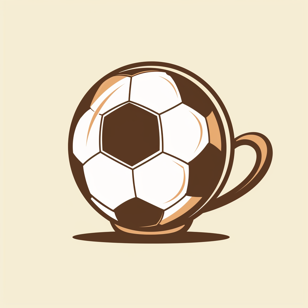 Soccer ball logo with tea cup shadows and contours.