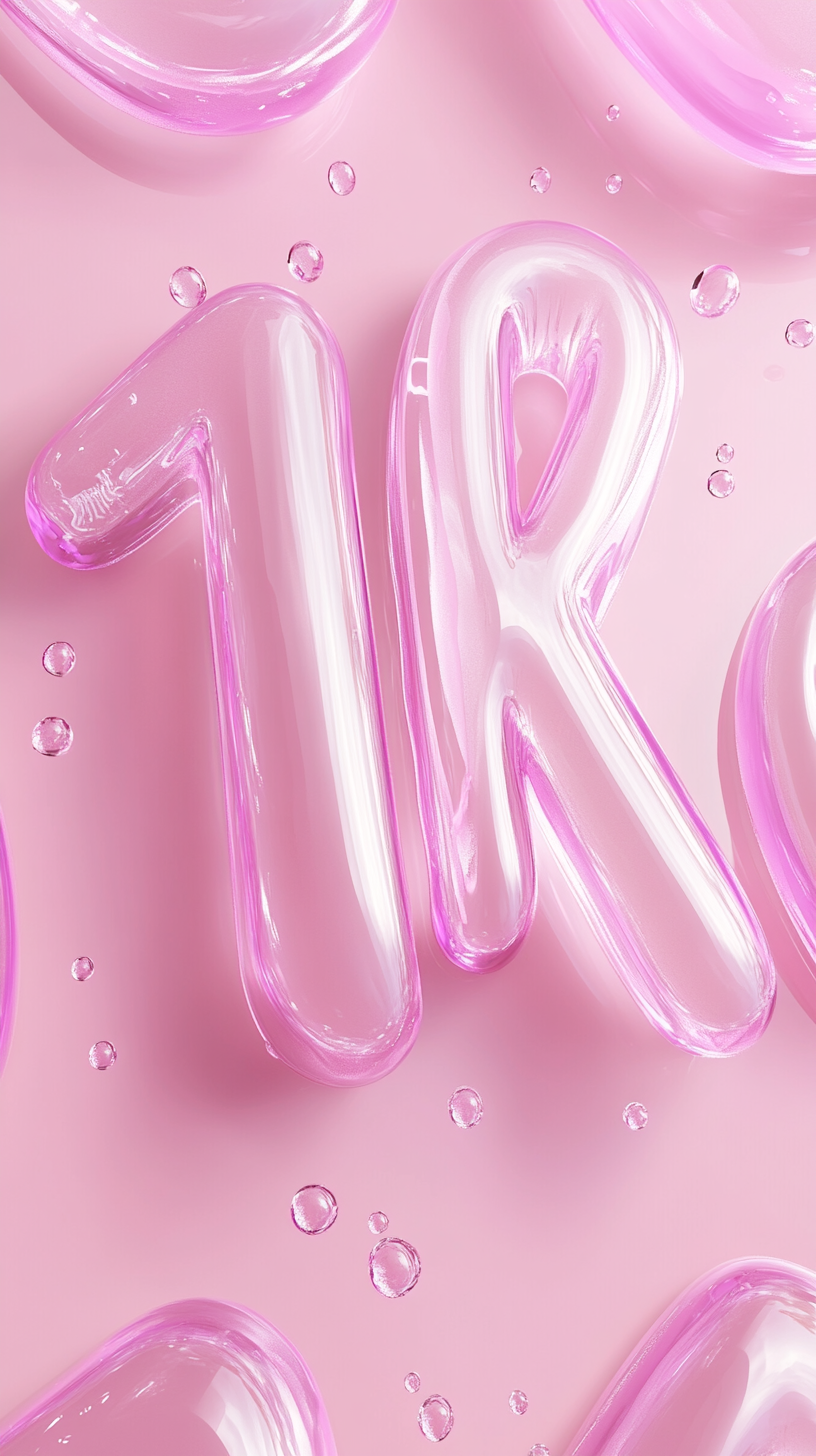 Soft pink background, glossy '10K' numbers, minimalistic composition.