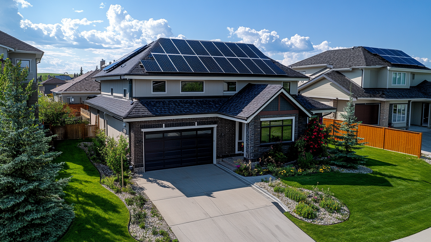 Solar panels on Alberta home, cinematic photo