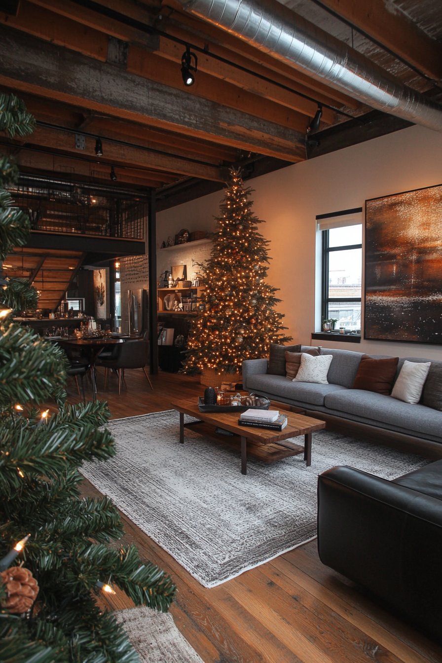 Sophisticated Urban Loft: Neutral Christmas Decor in Chic