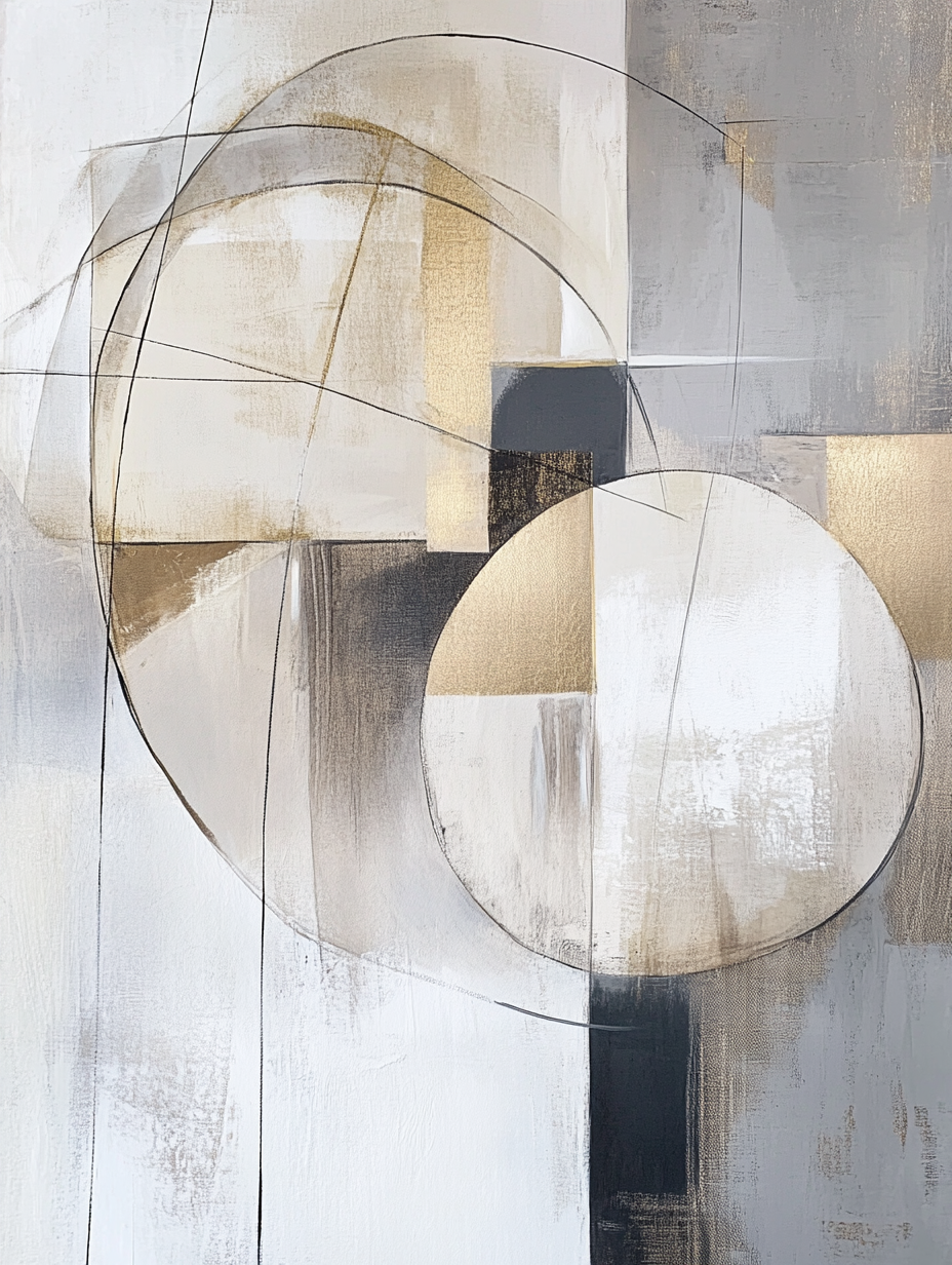 Sophisticated modern abstract painting in neutral tones - 3:4