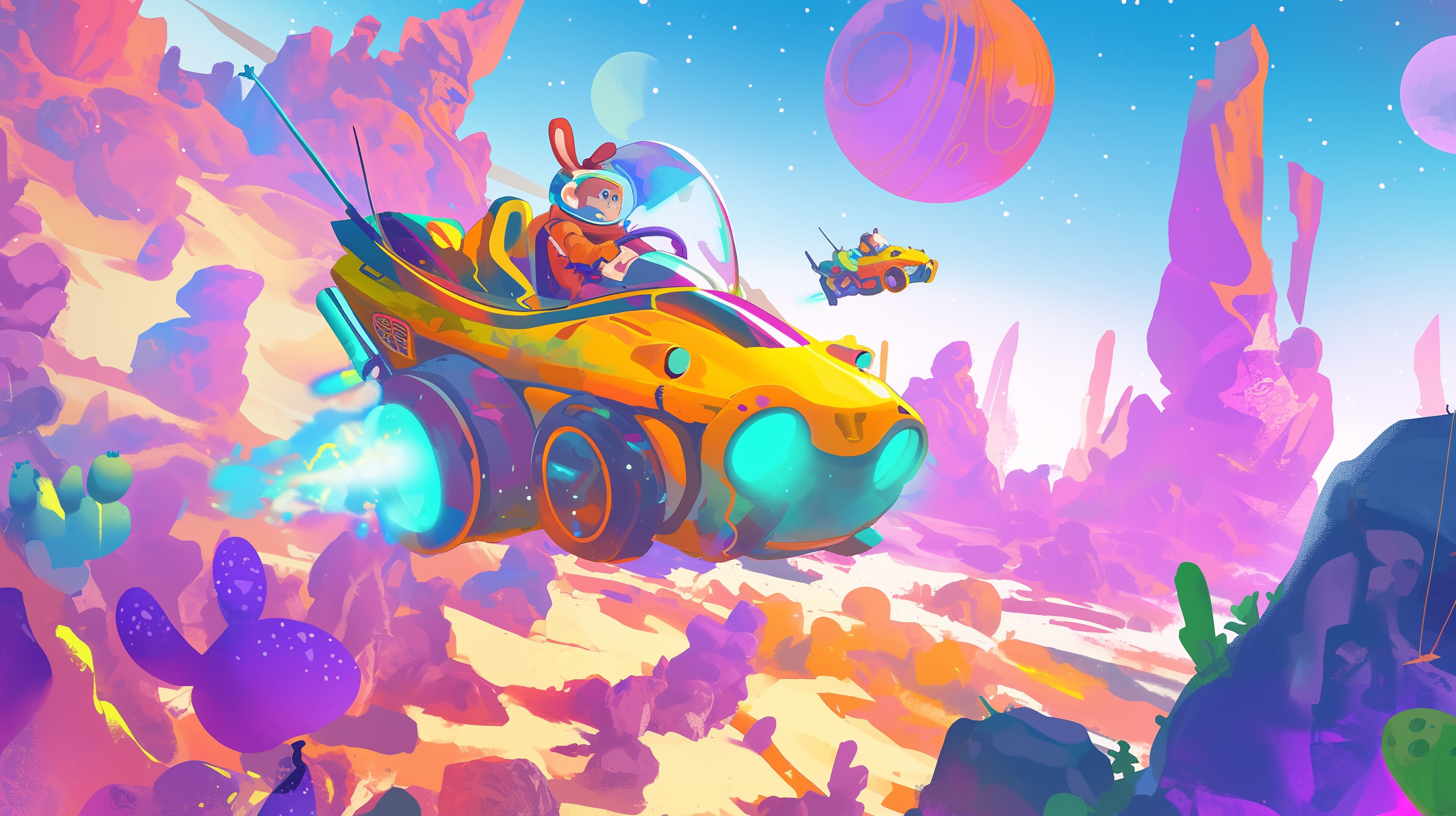 Space Adventure: Robot-driven Car with Animal Friends