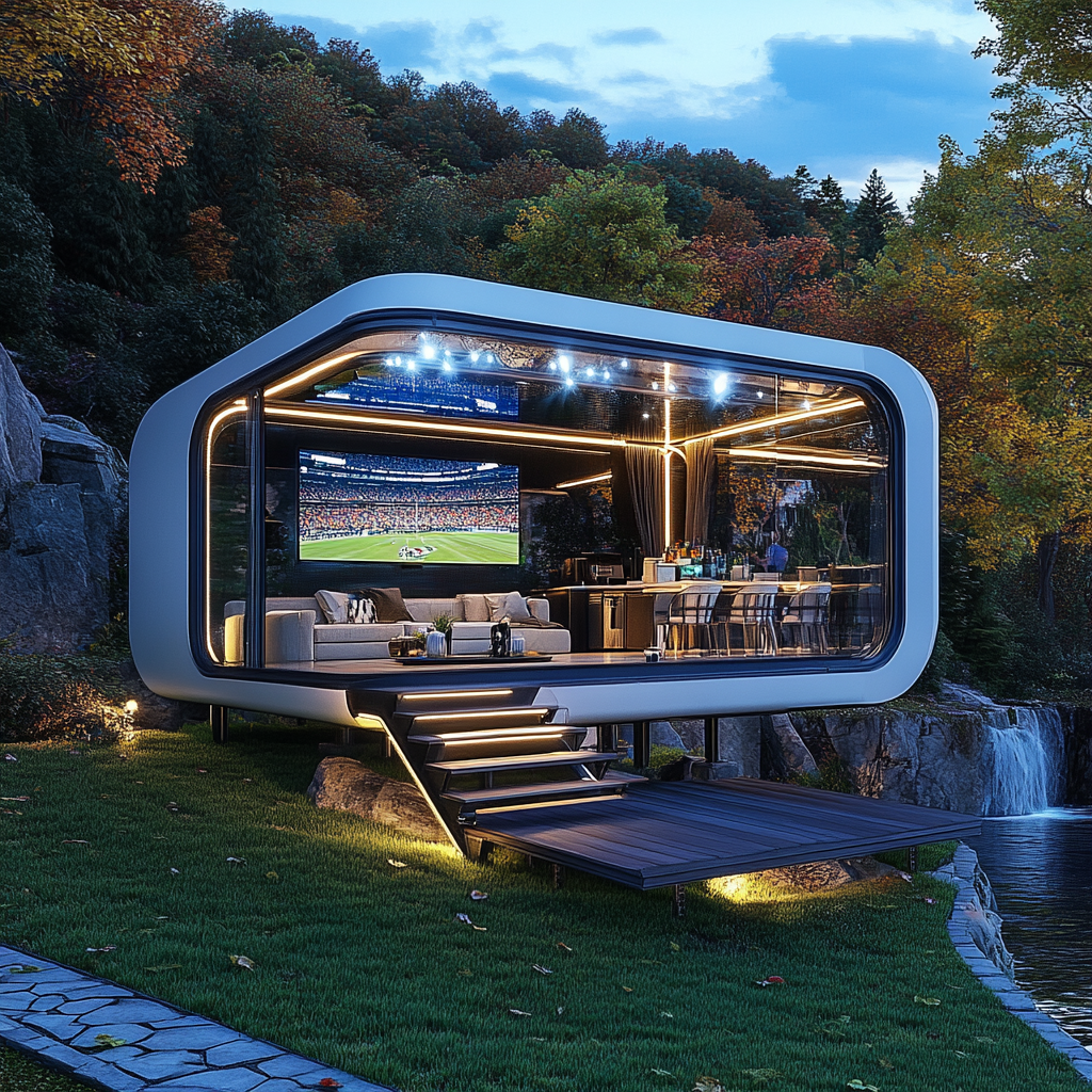 Spacious camper pod for sports fans, Carolina Panthers theme