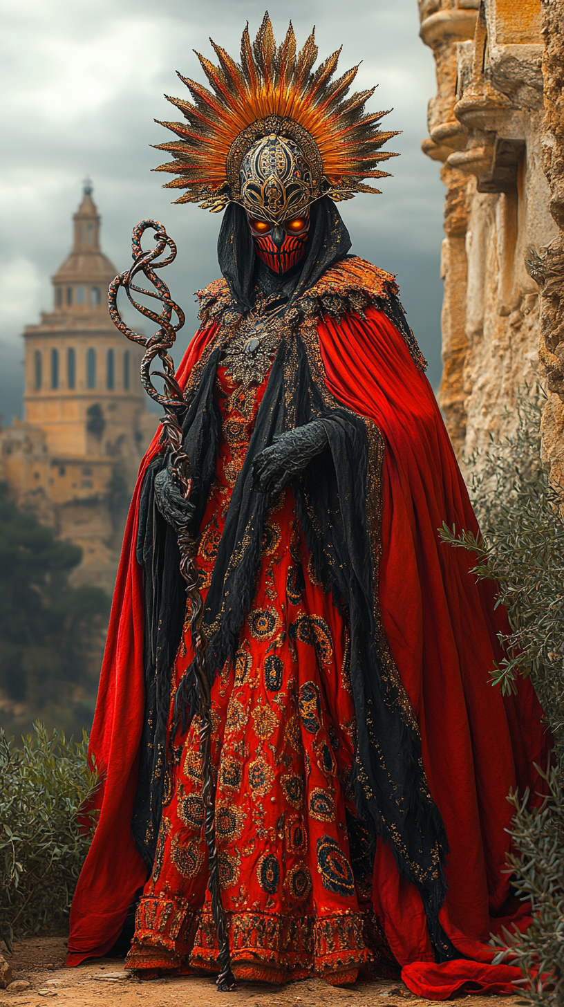 Spanish-inspired fiery demon with bullfighter elegance.