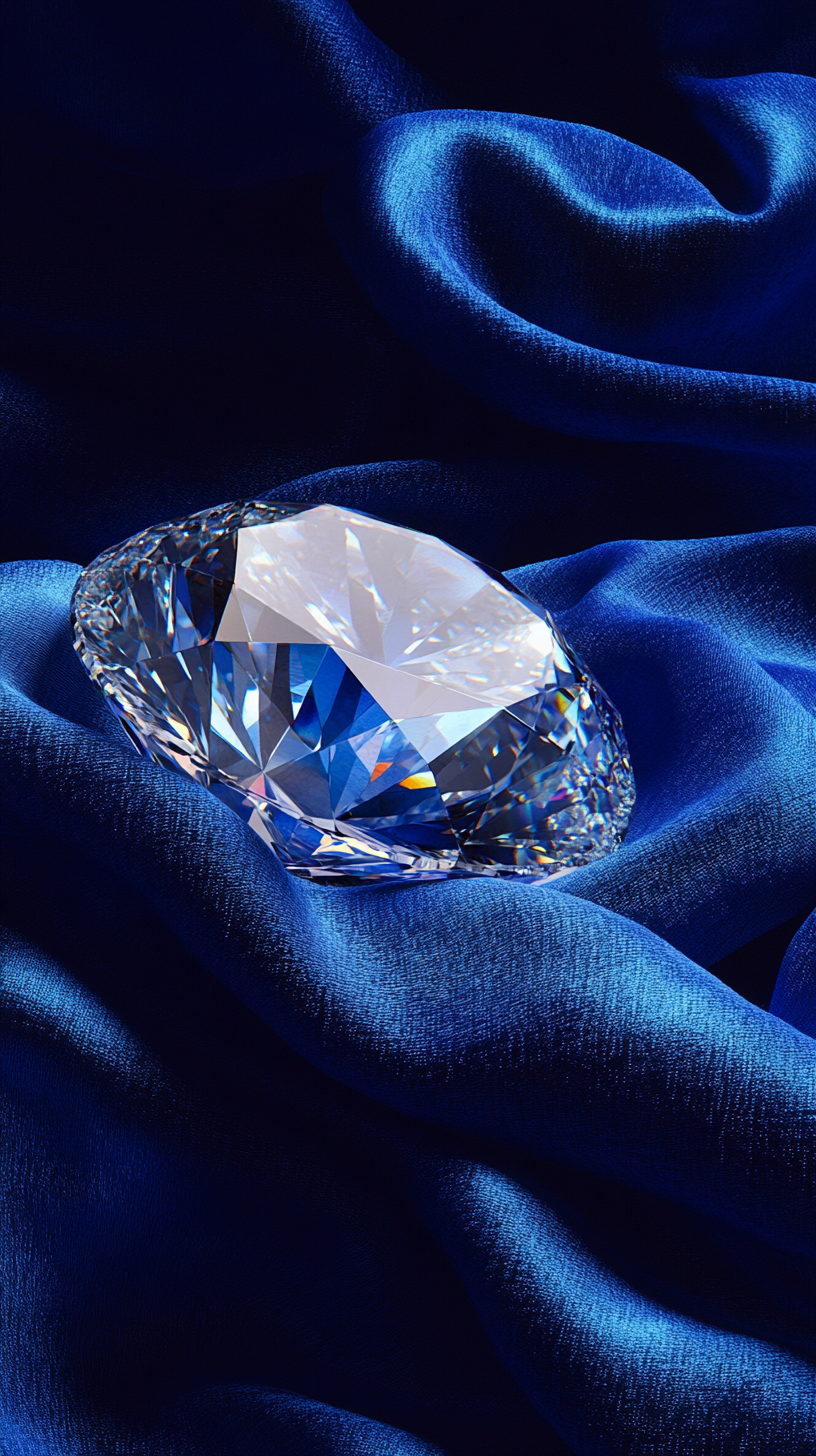 Sparkling Diamond on Blue Silk