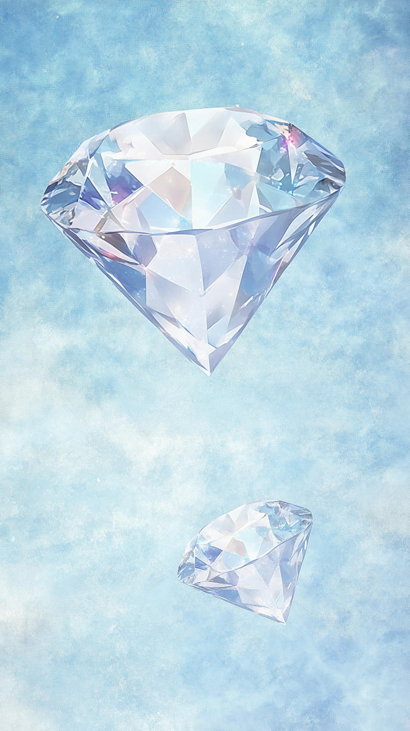 Sparkling Diamonds on Blue Gradient Background