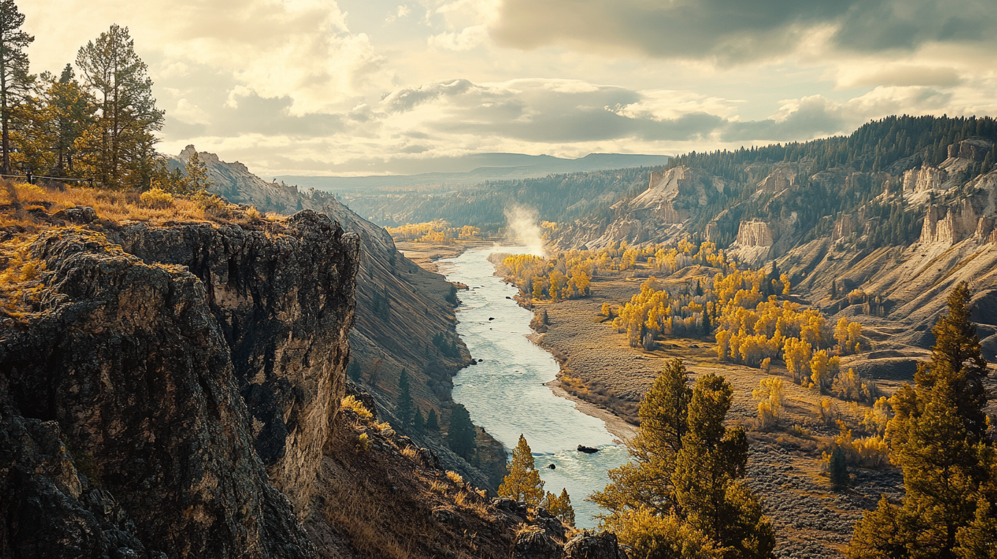 Spectacular view of Makoshika State Park in Autumn.