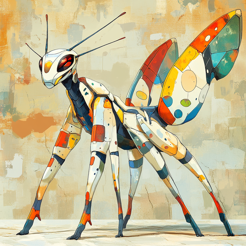 Spiky mantis-like pokeman with horns and tail spikes.