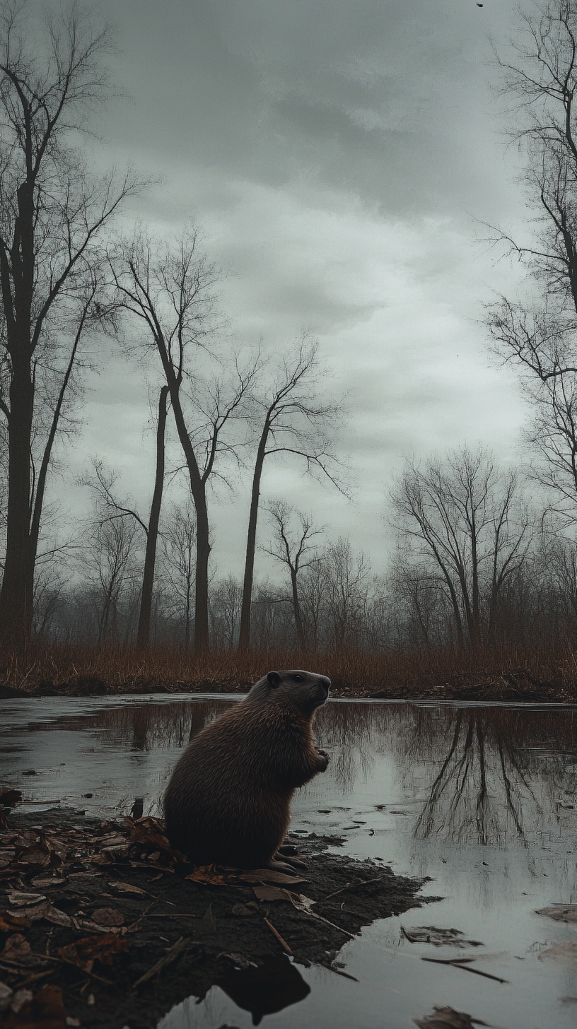 Spring Near: Overcast Sky with Phil the Groundhog, 1887