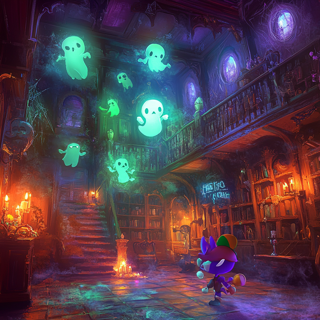 Spyro Explores Spooky Nintendo Mansion with Playful Ghosts