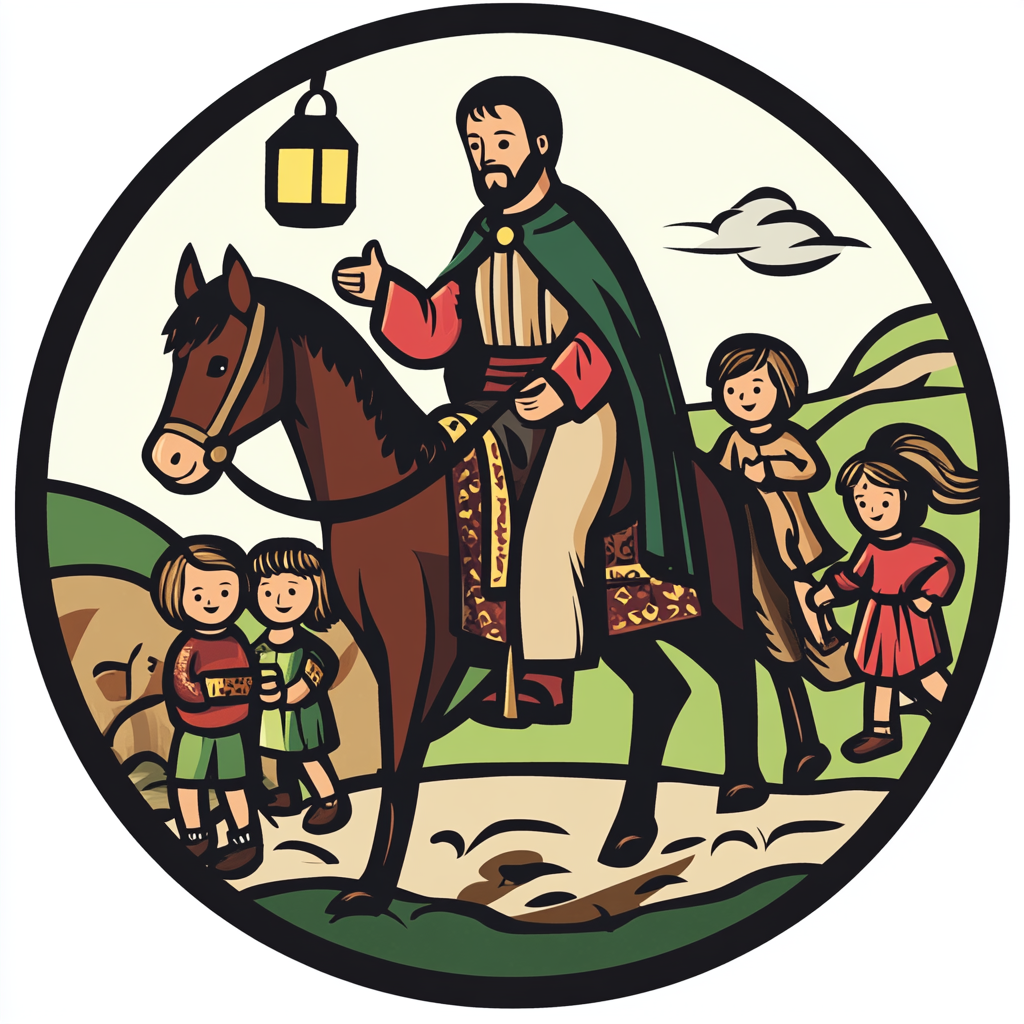 St. Martin Round Logo with Black Lines and Children