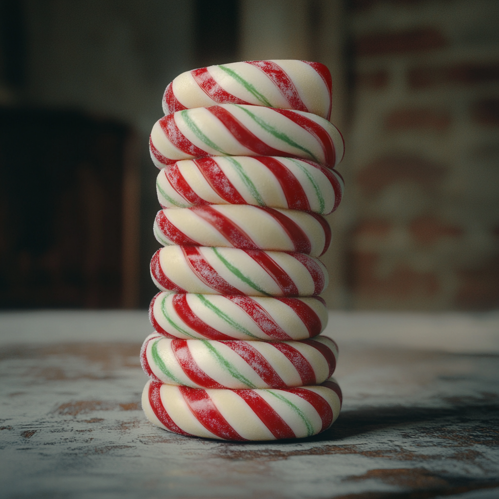 Stacked Candy Canes Post Christmas Dinner Fashion Shoot