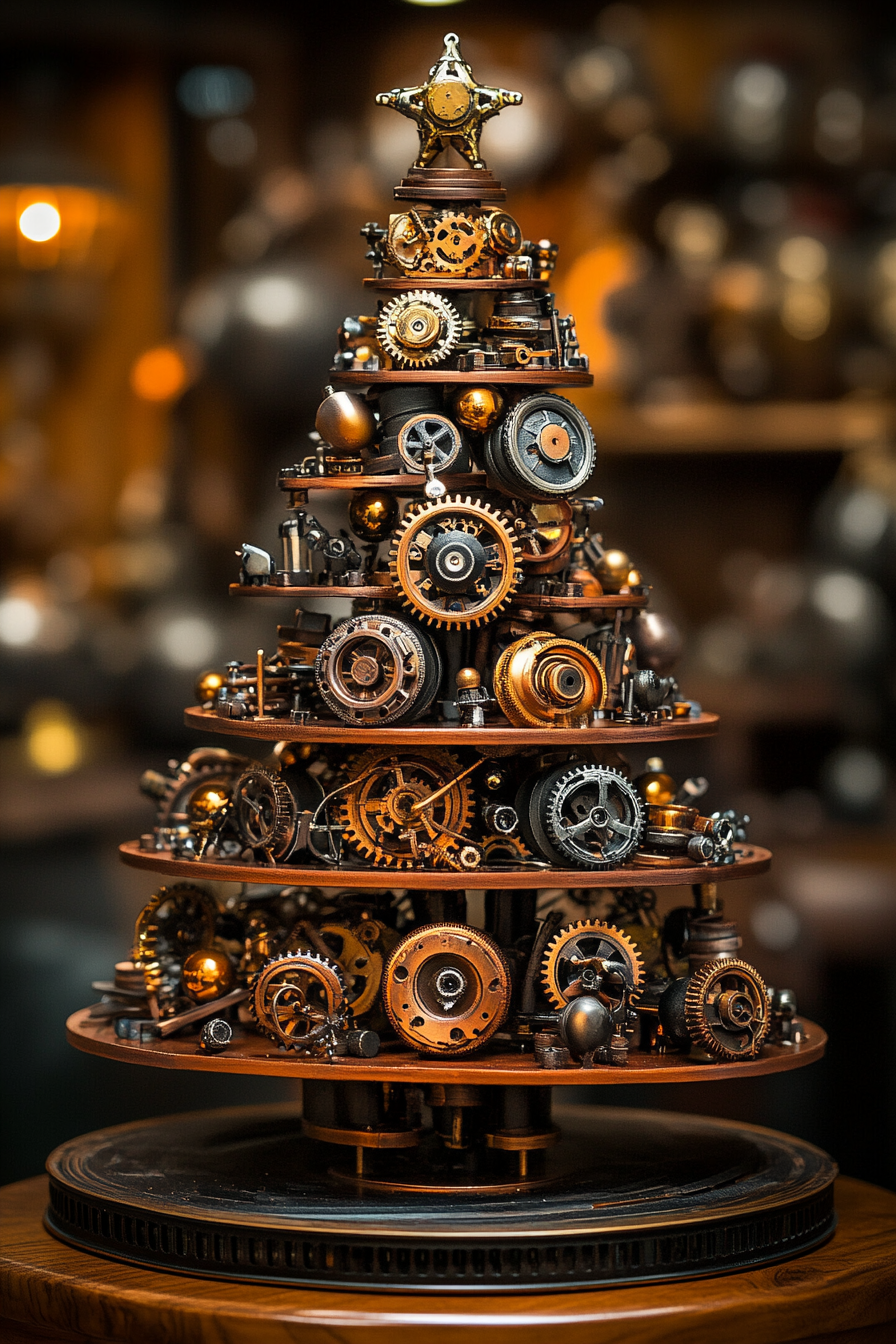 Steampunk Mini Christmas Tree: Imaginative Victorian Decoration