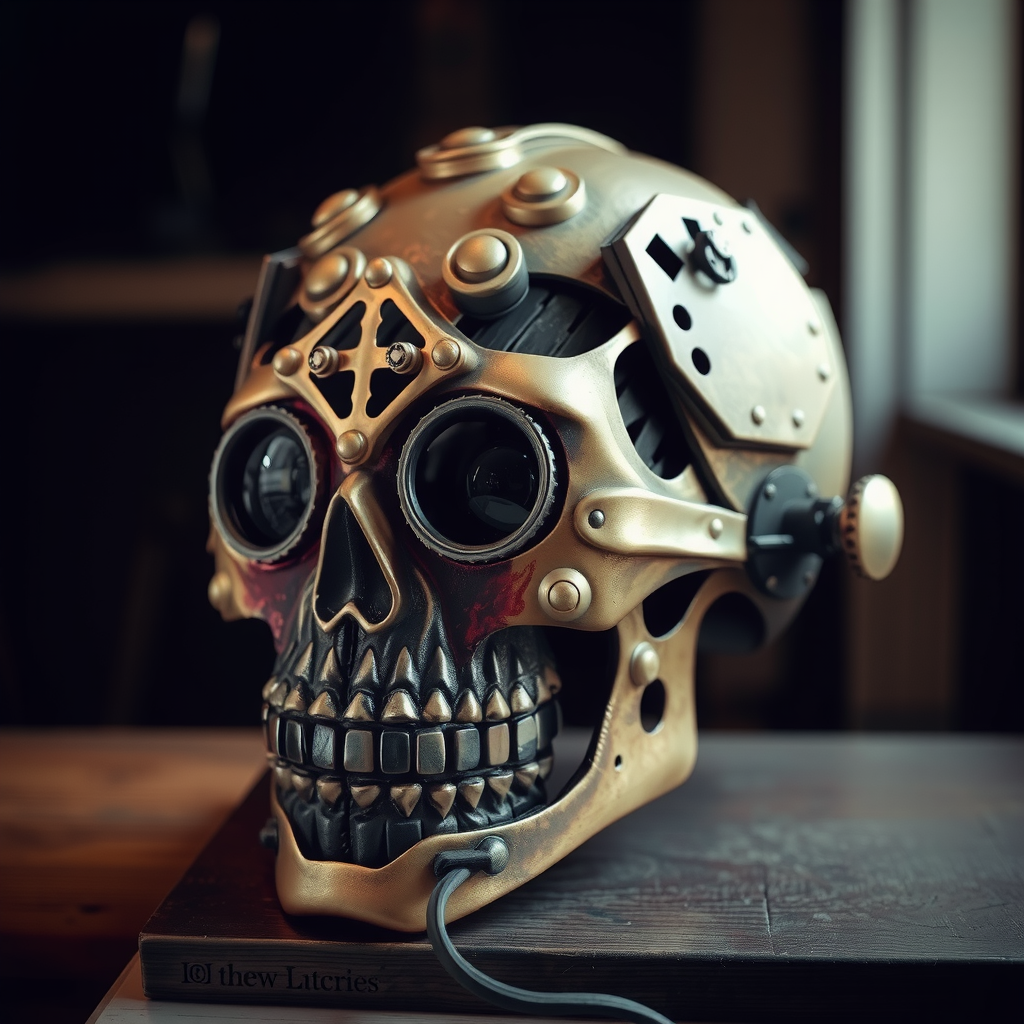 Steampunk skull mask photo for stock.