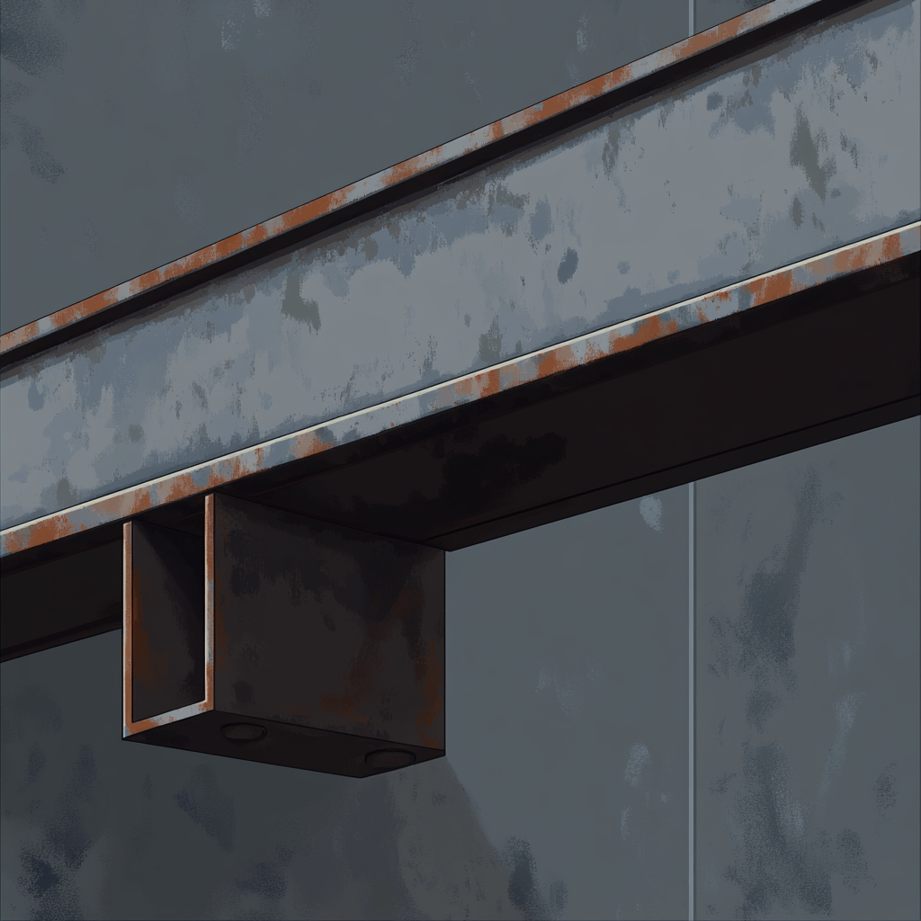 Steel beam with industrial design in pixel art.