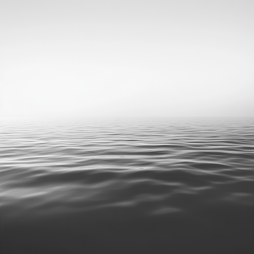 Still water with grey to white background, high contrast.