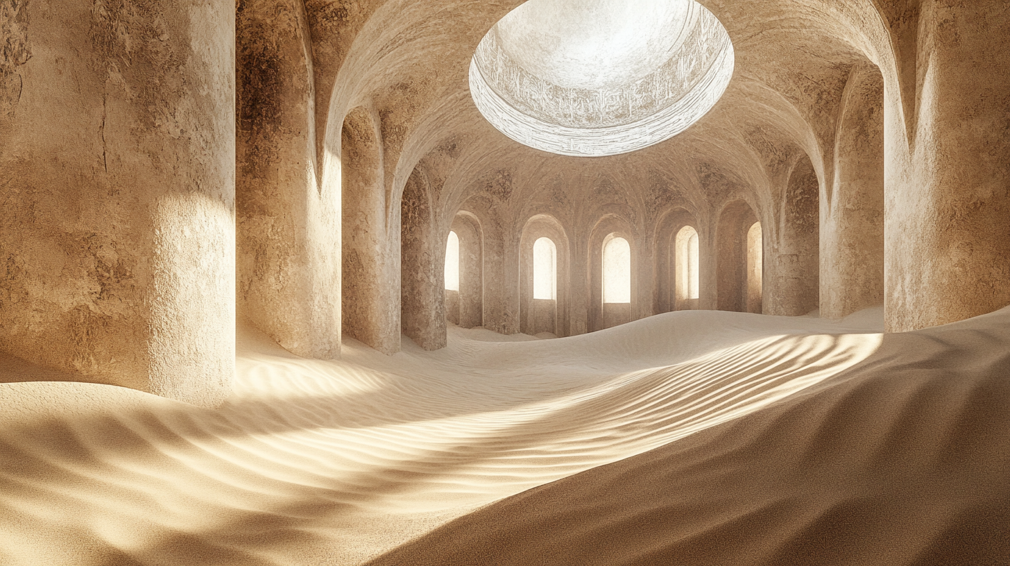 Stone domed room with sand dune floor - no telescope.