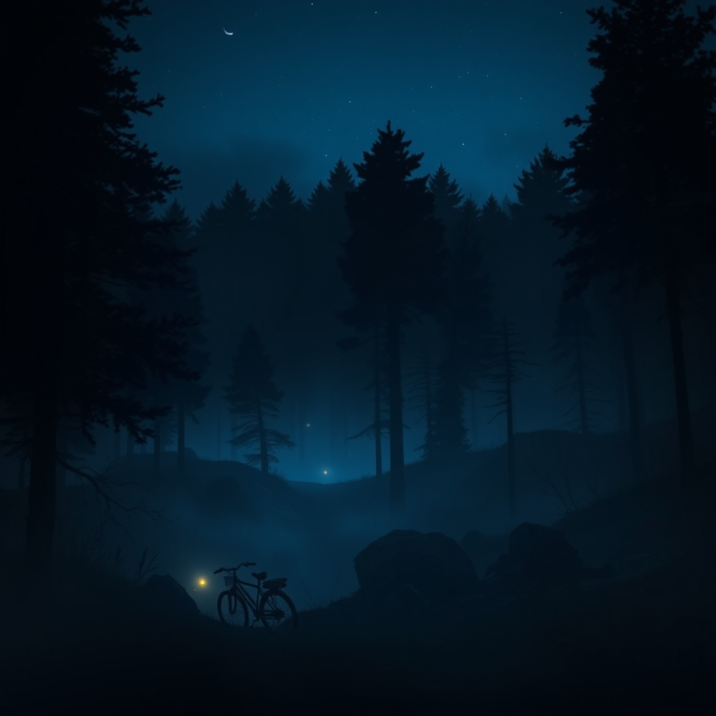 Stranger Things Forest Night Wallpaper: Misty Mysterious Scene