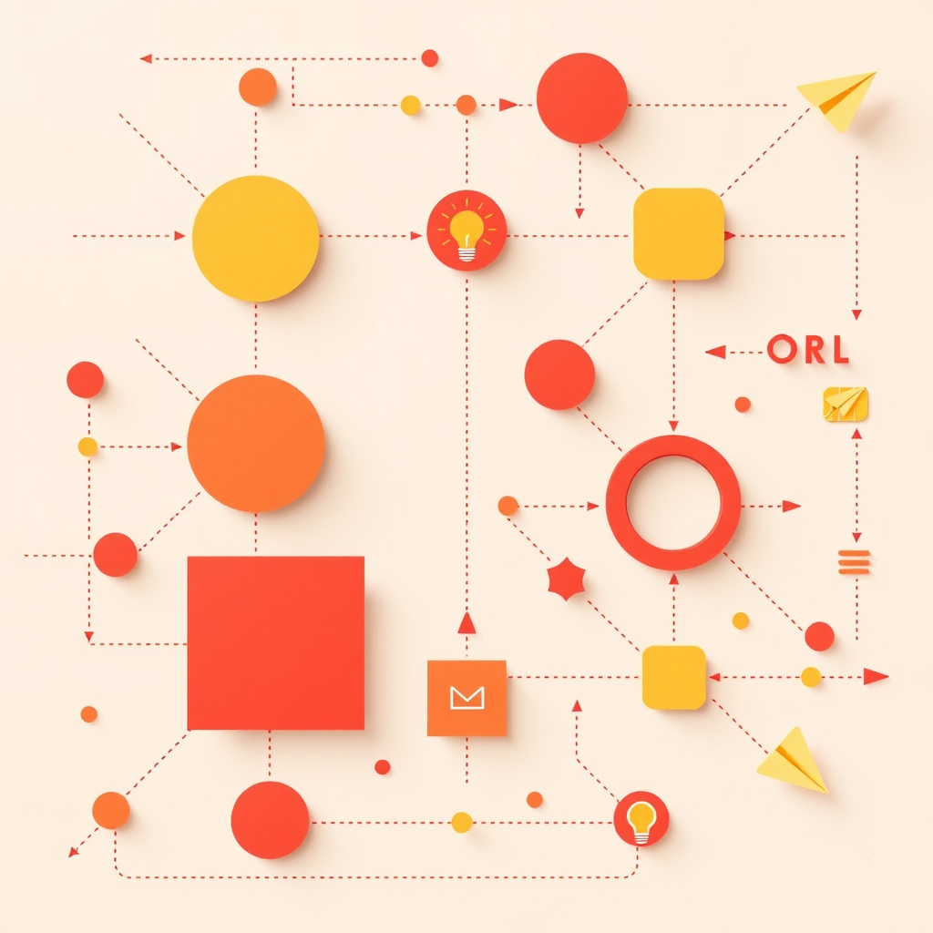 Structured Red and Yellow Geometric Diagram