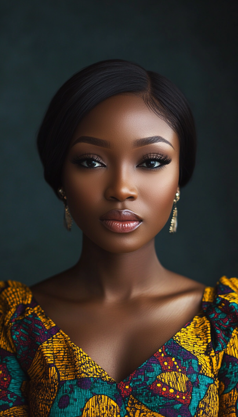 Stunning Nigerian Woman in Vibrant Ankara Fabric Portrait