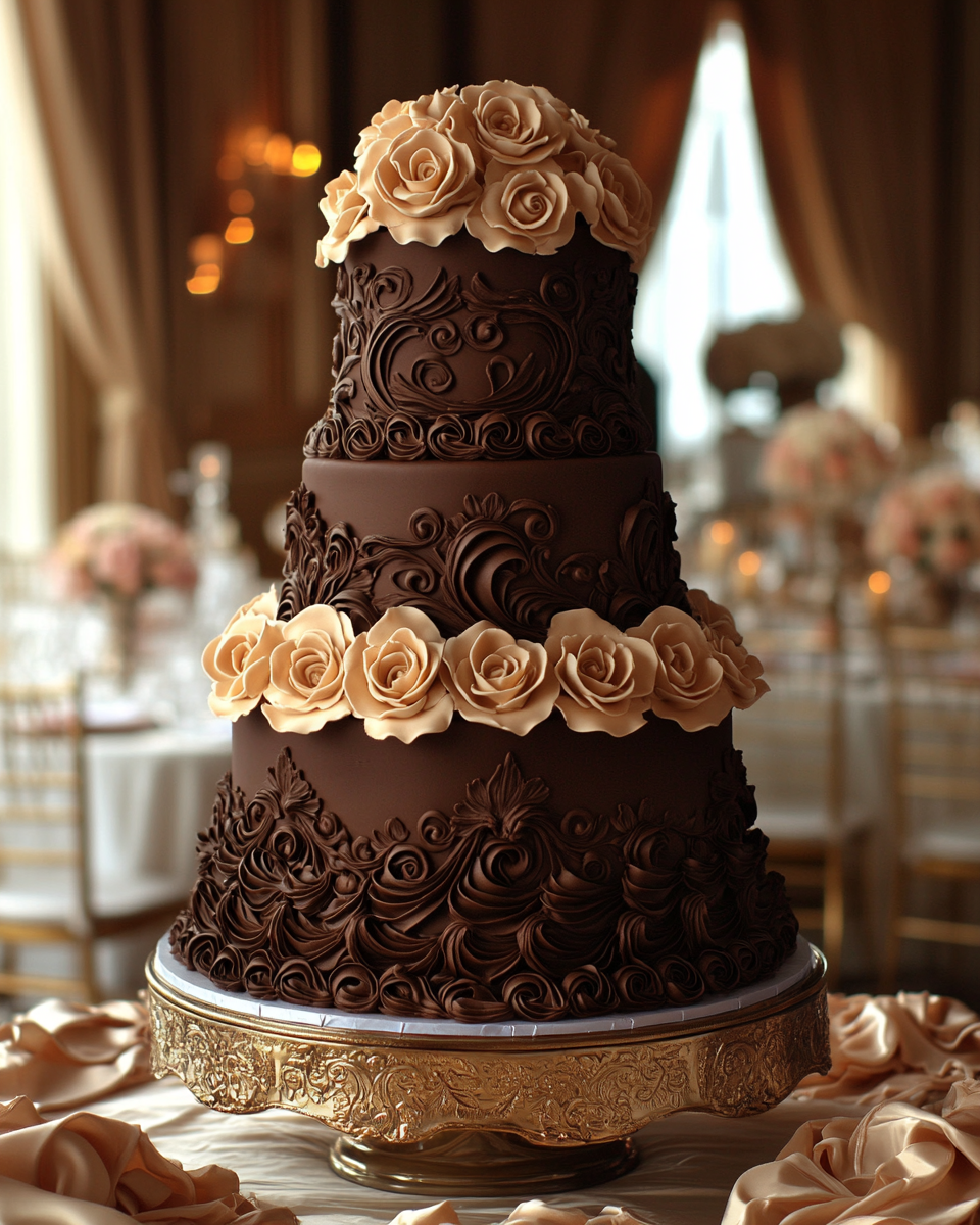 Stunning Victorian Wedding Cake on Gold Stand