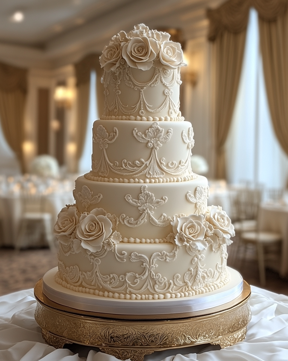 Stunning Wedding Cake with Victorian Design