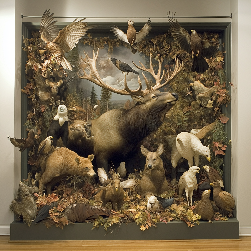 Human-animal taxidermy hybrids.