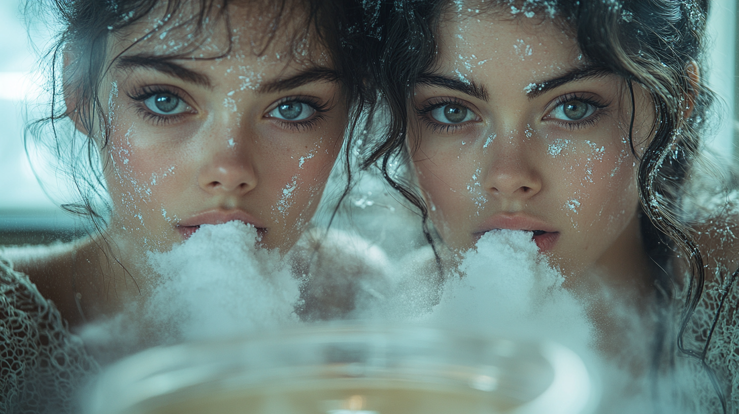 Stylish Nightclub Female Models Sniffing White Powder Editorial