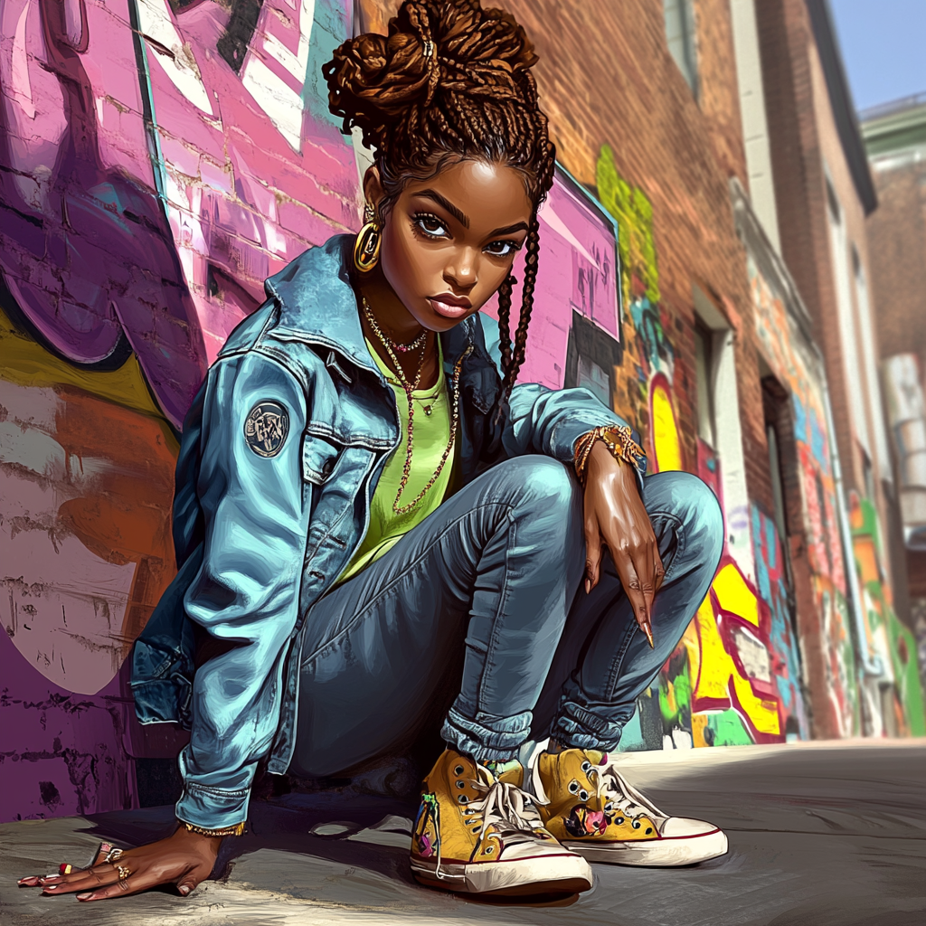 Stylish Teen Girl Shooting Dice in Urban Street