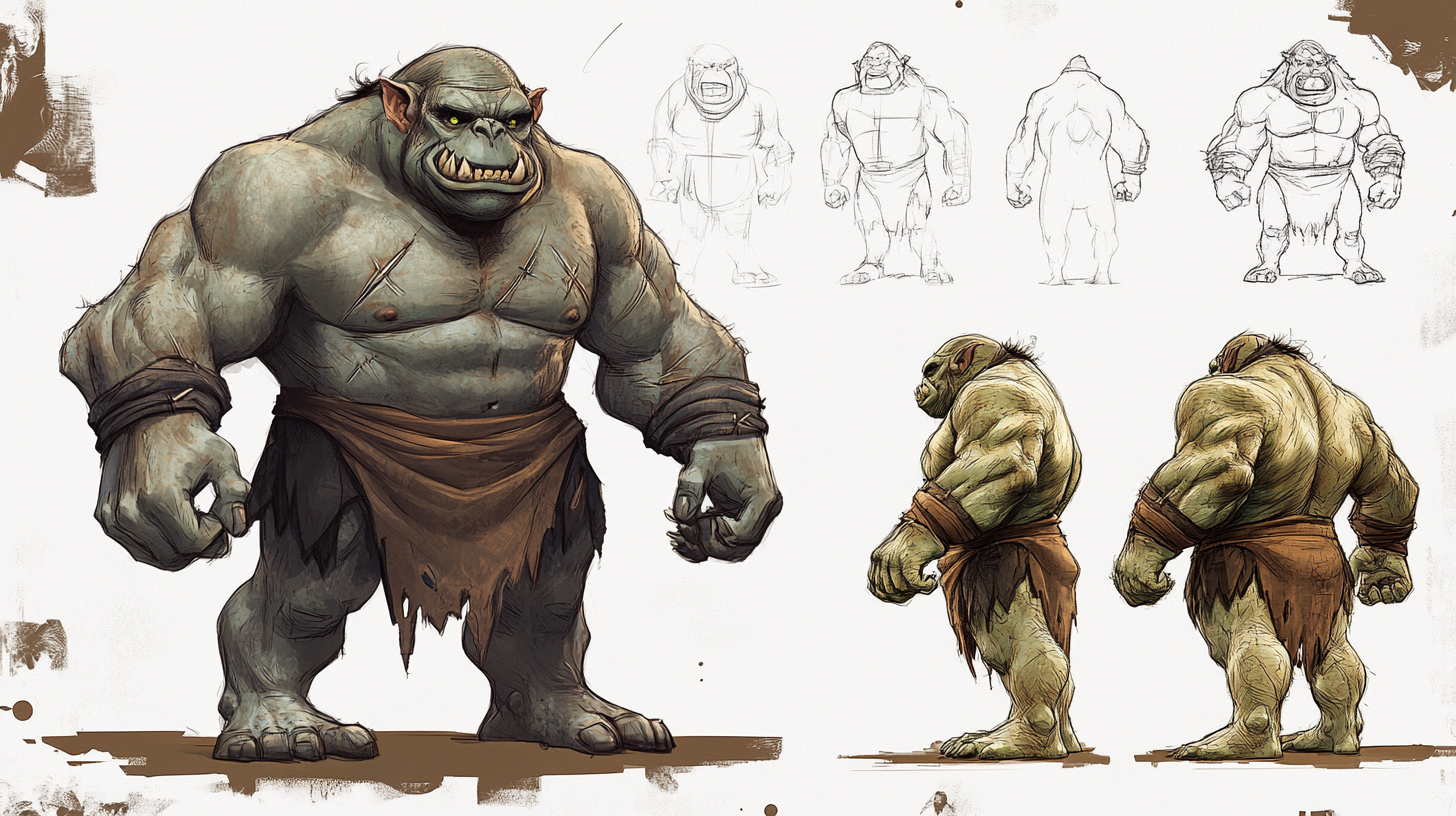 Stylized 3D brute ogre, angry eyes and scary.