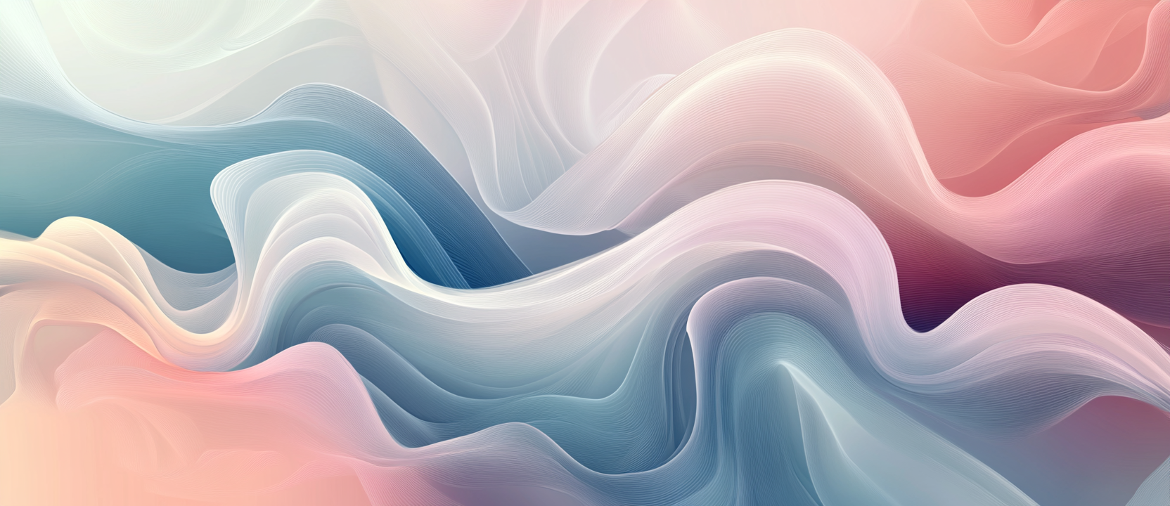 Stylized laptop forms with flowing lines and soft colors.