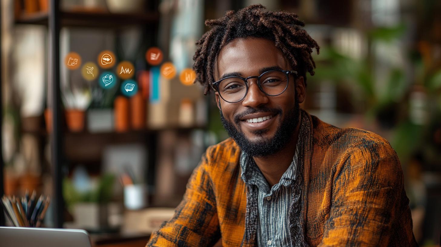 Successful Business Owner at Modern Office Desk