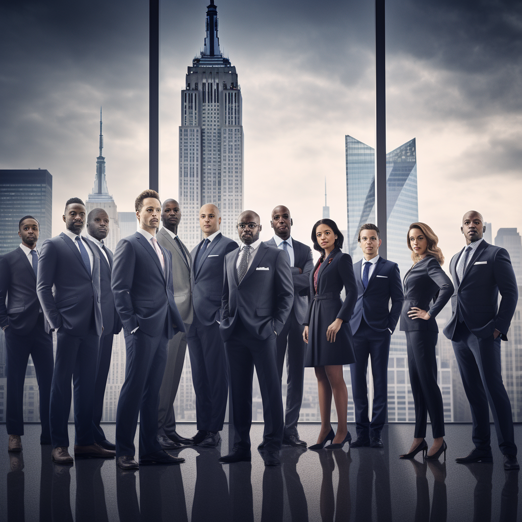 Successful New York City business professionals in unity.