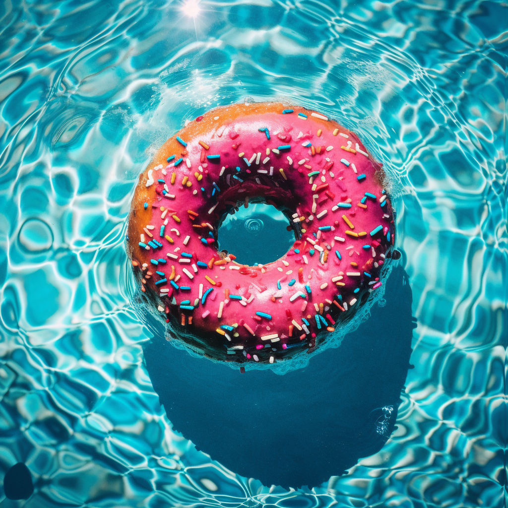 Summery Poolside Donut Floats in Bright Water