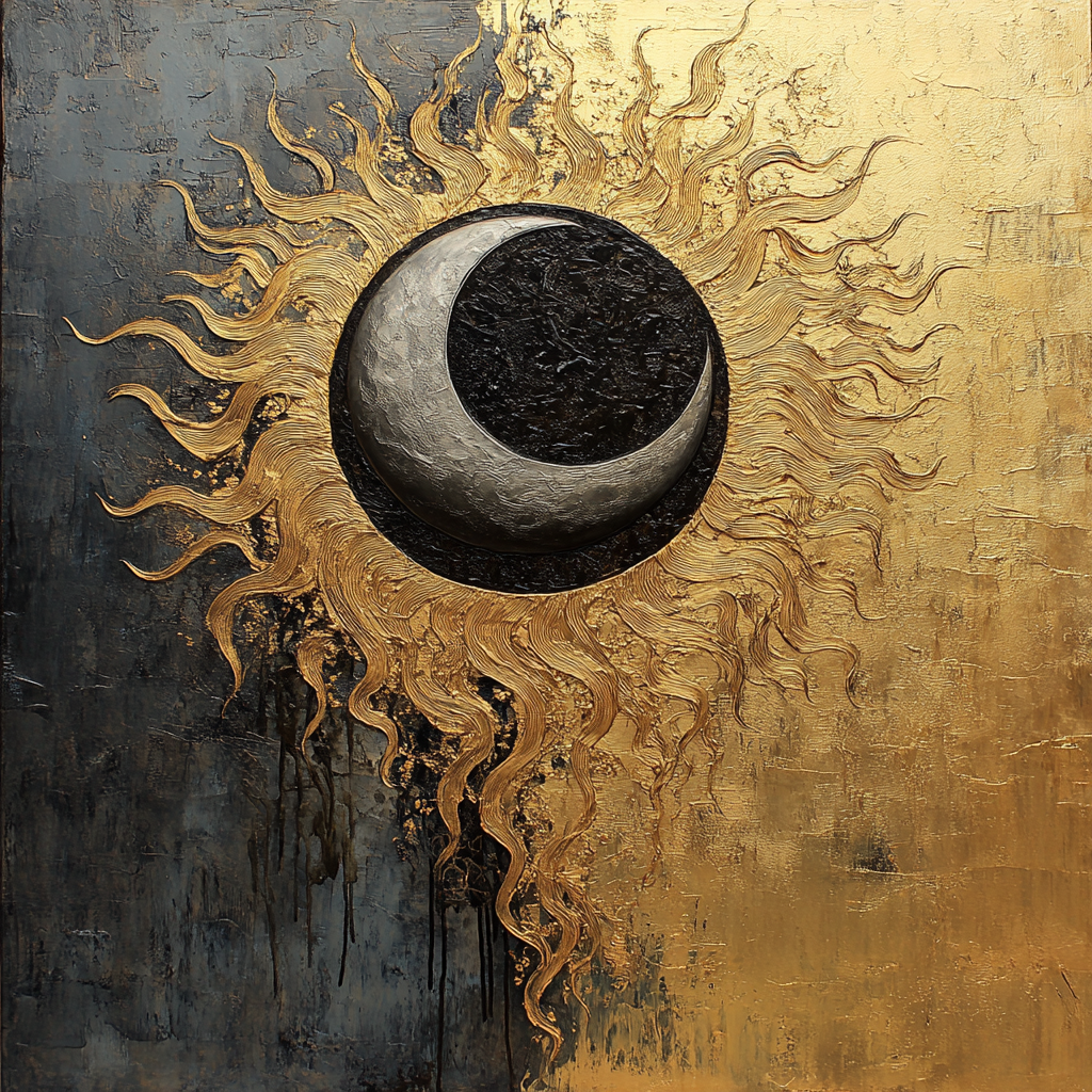 Sun and moon in gold and silver tones