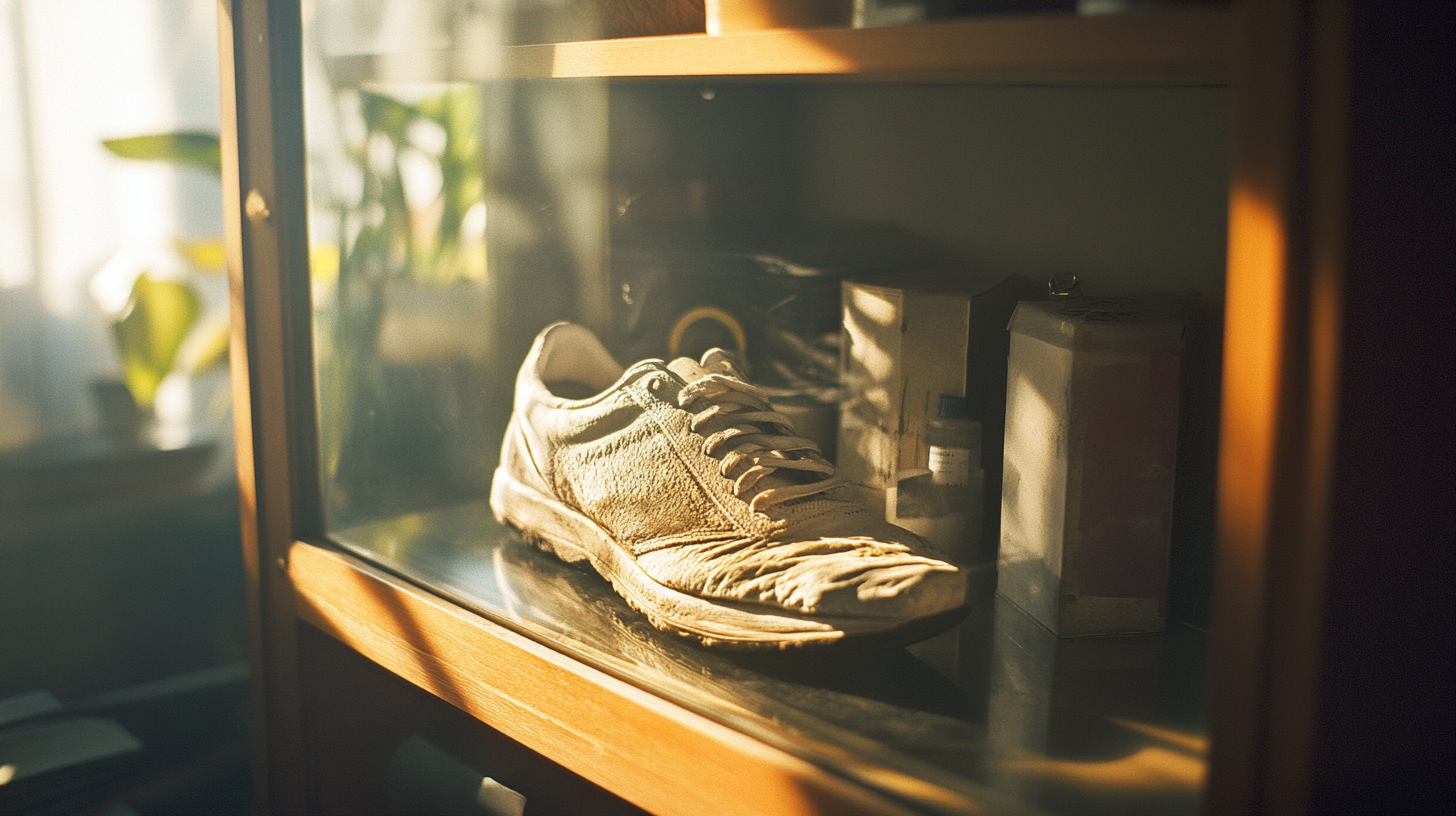 Sunlit Shoe Display in Home Office