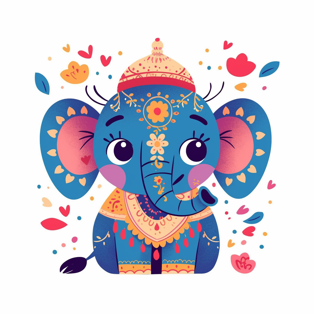 Super cute baby elephant in Indian accessories