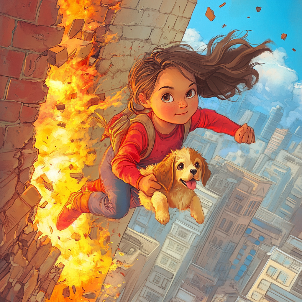 Superhero Girl rescues puppy from burning building