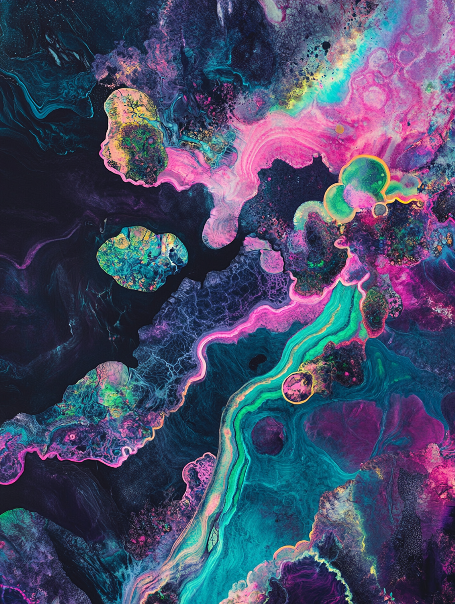 Surreal Cosmic Abstract Art in Neon Colors