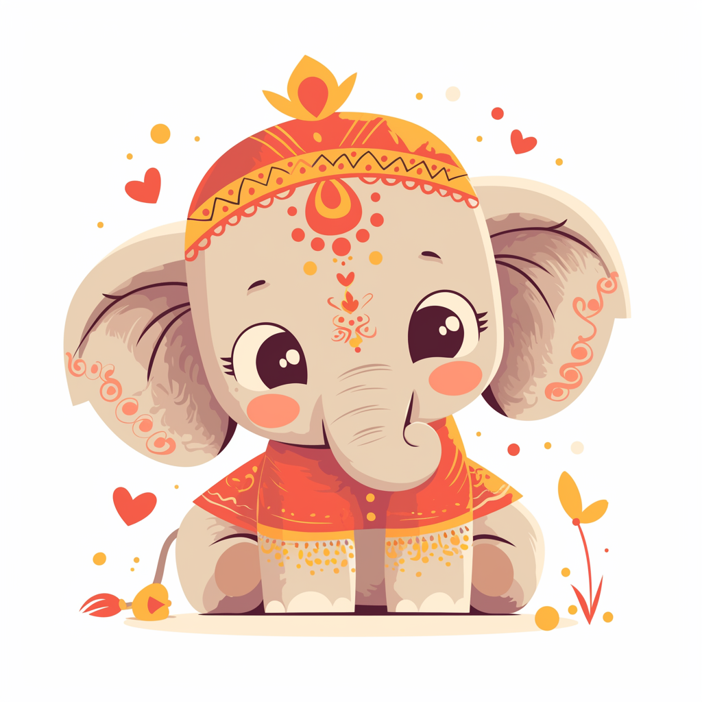 Sweet Elephant with Indian Accesories Vector Illustration