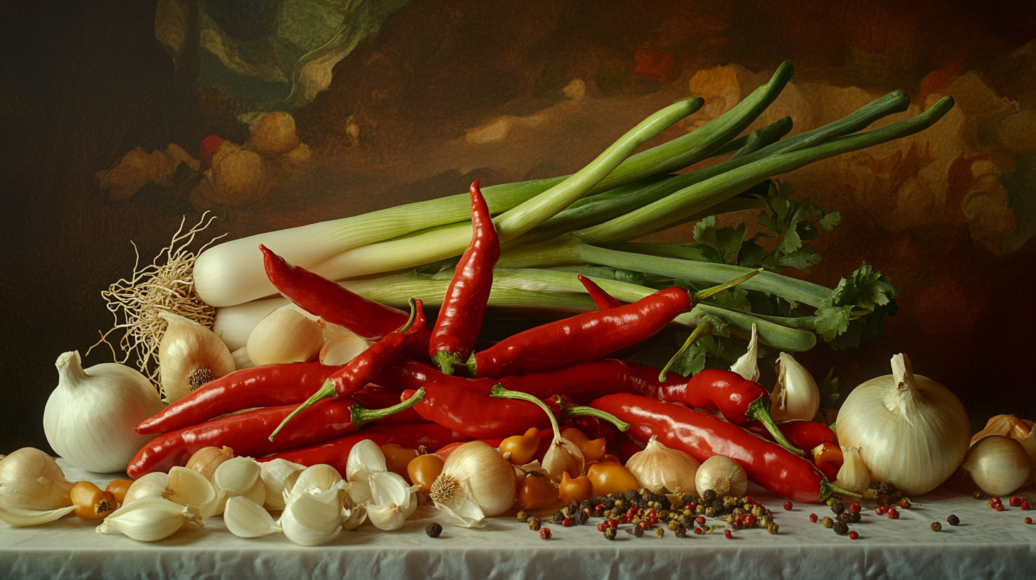 Table filled with colorful vegetables under bright light