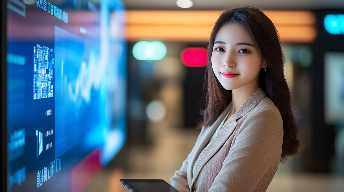 Taiwanese Female Bank Clerk Introducing Online Banking Loan