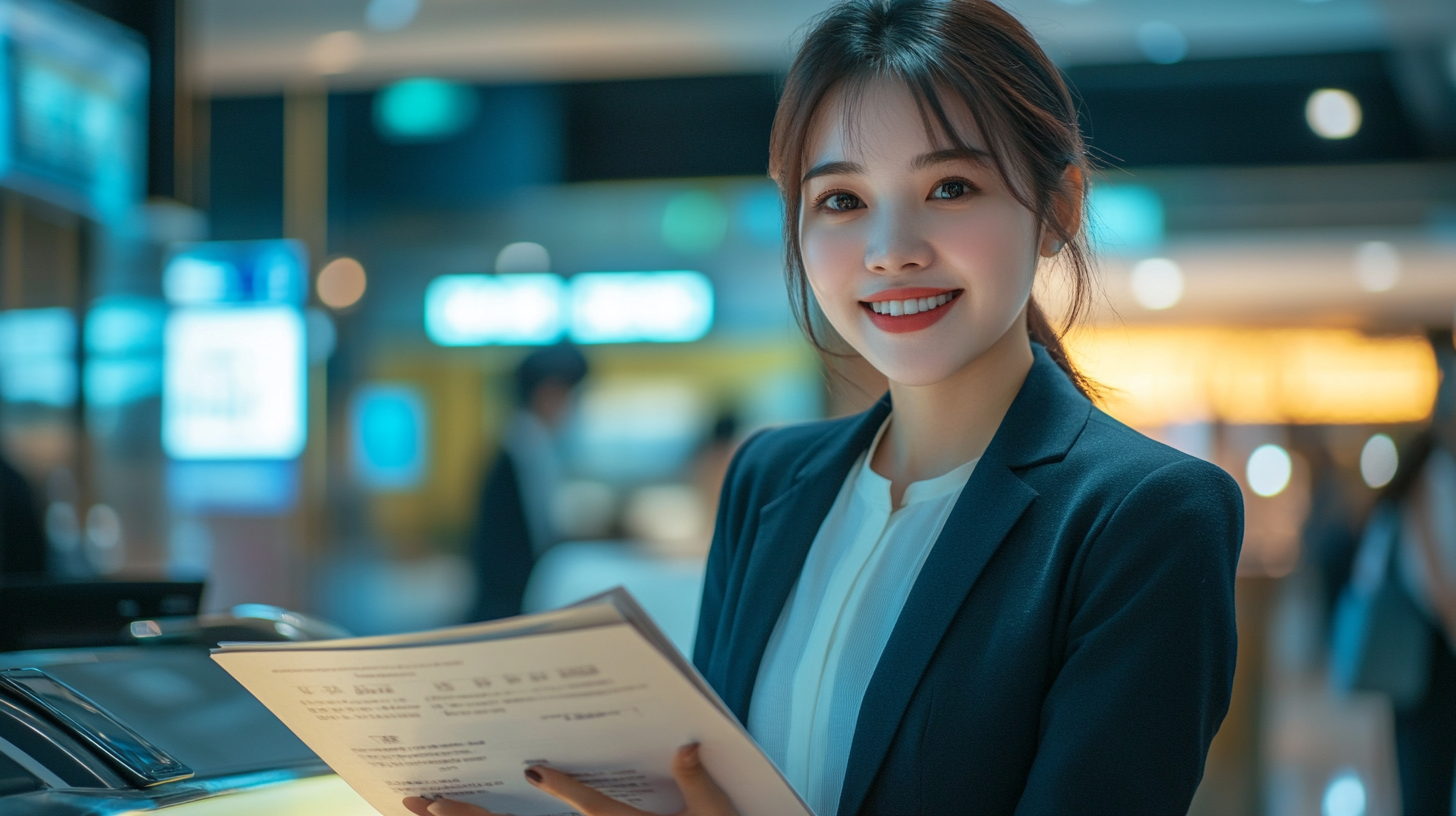 Taiwanese female banking employees showcasing low-interest loans