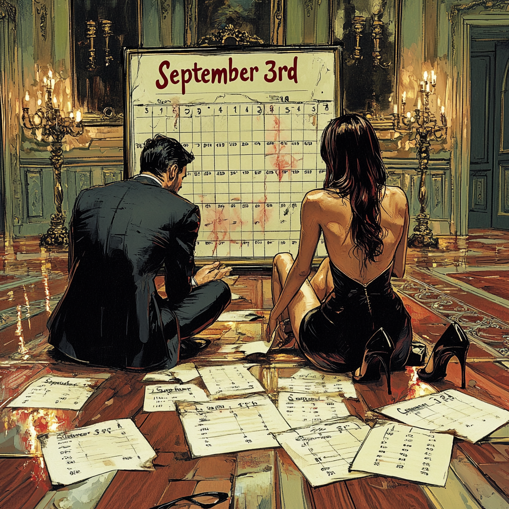 Tango Dancers with September 3rd Calendar Pages