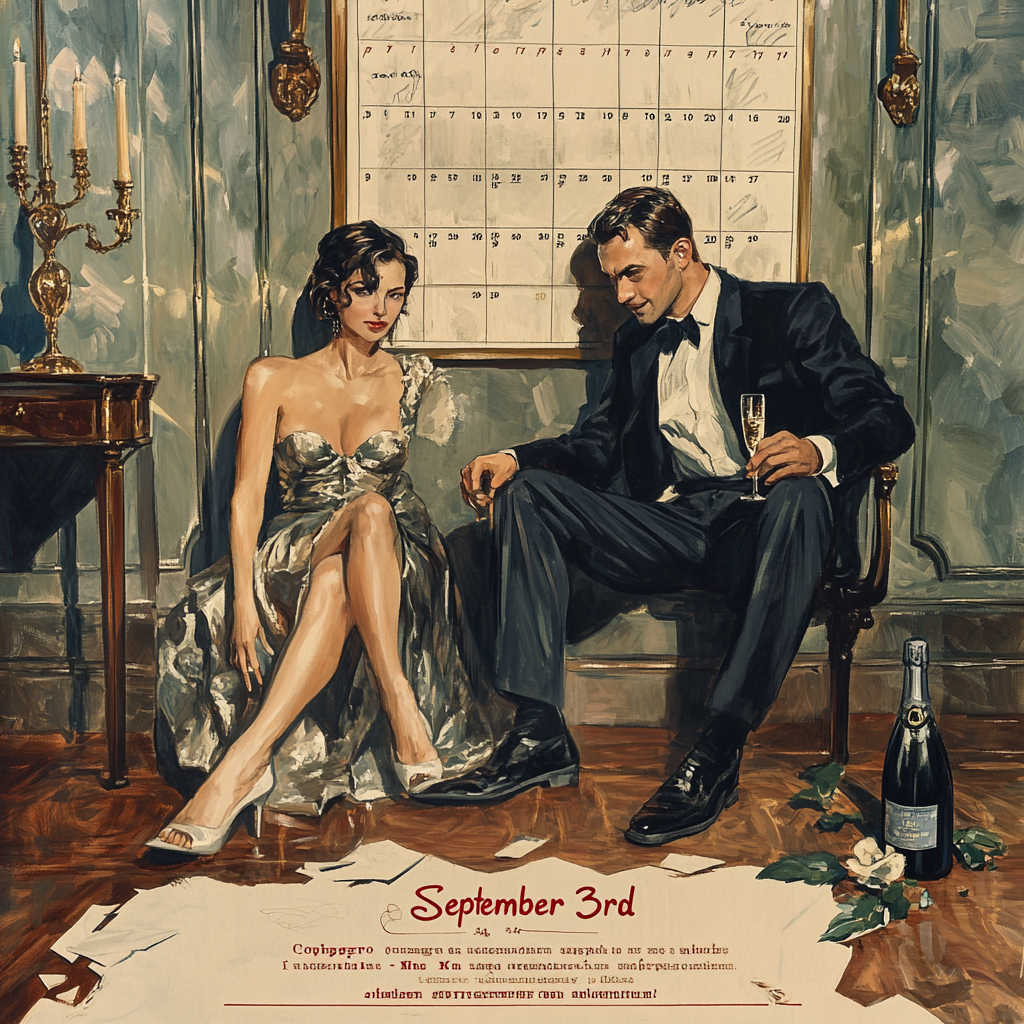 Tango-themed Still Life with Torn September 3rd Calendars