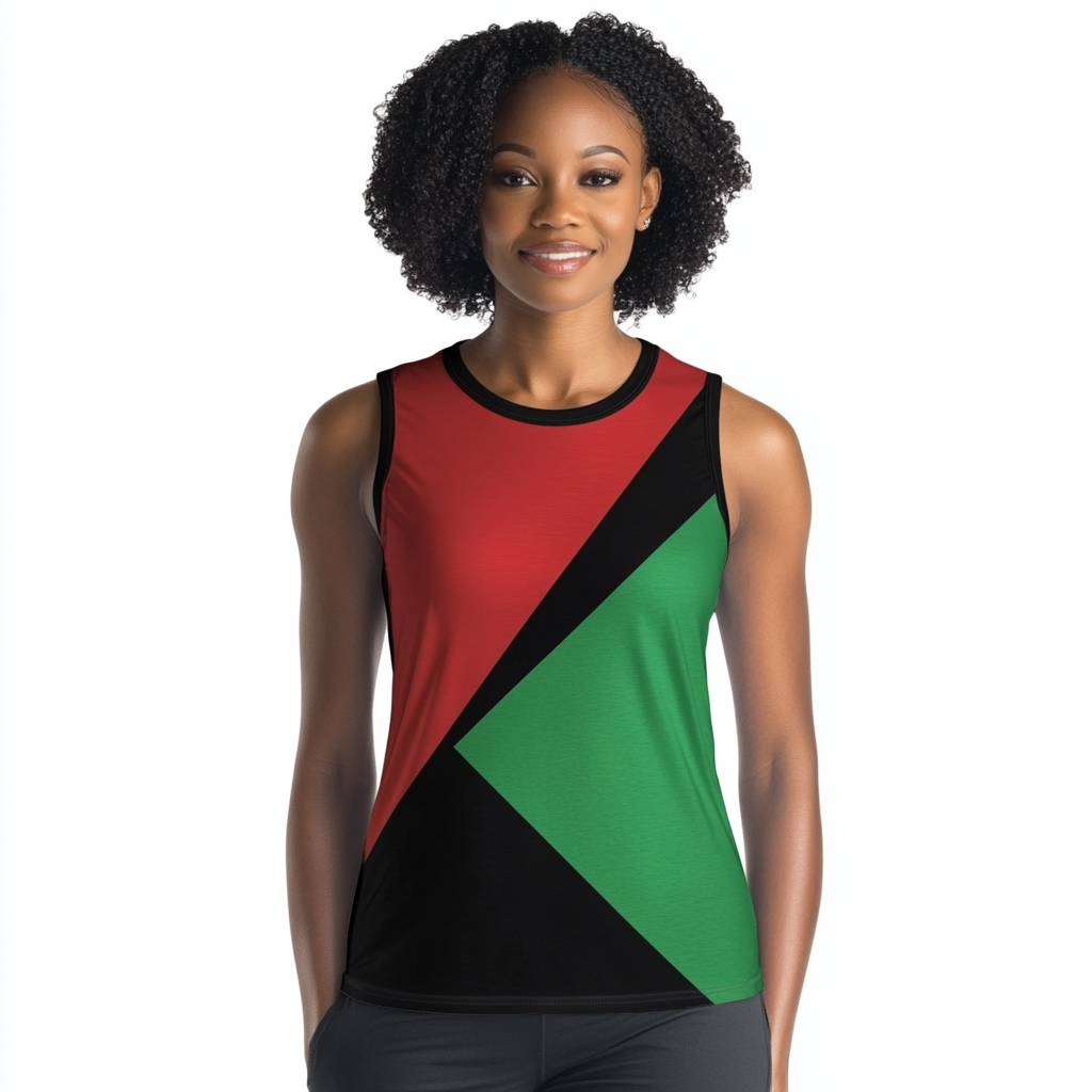 Tank top with red, green, and black flag design.