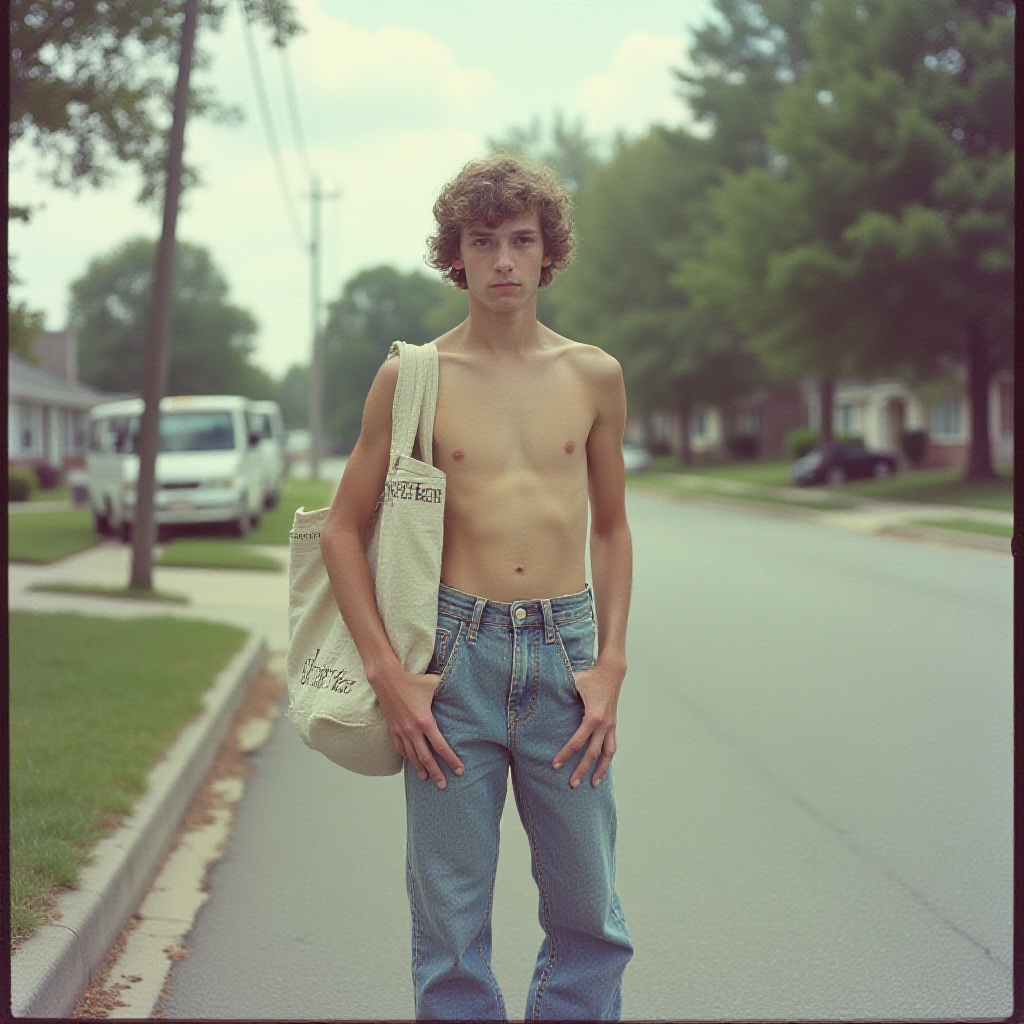 Teen Newspaper Carrier in 1980s Suburb Summer