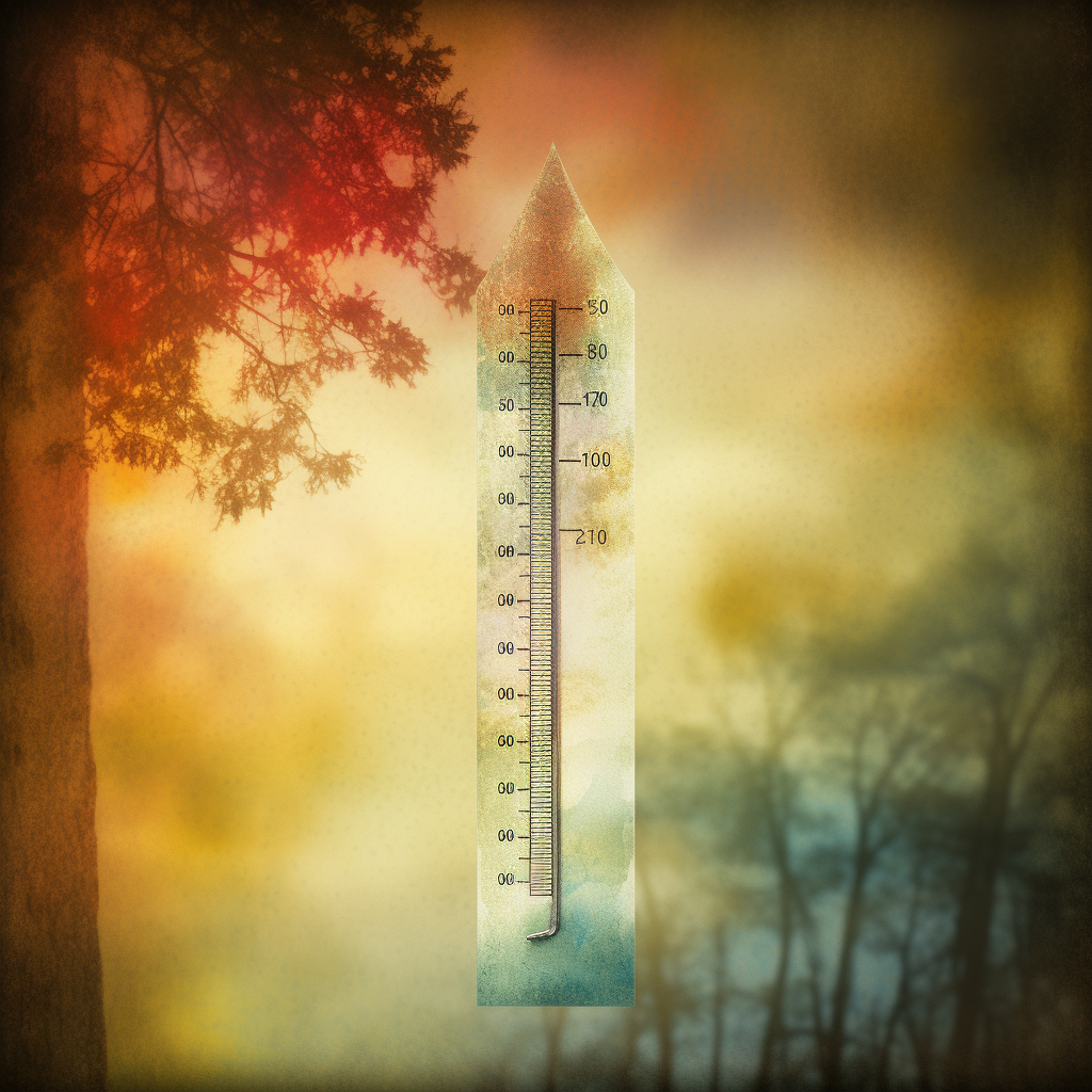 Temperature Display with Tree Silhouette Background