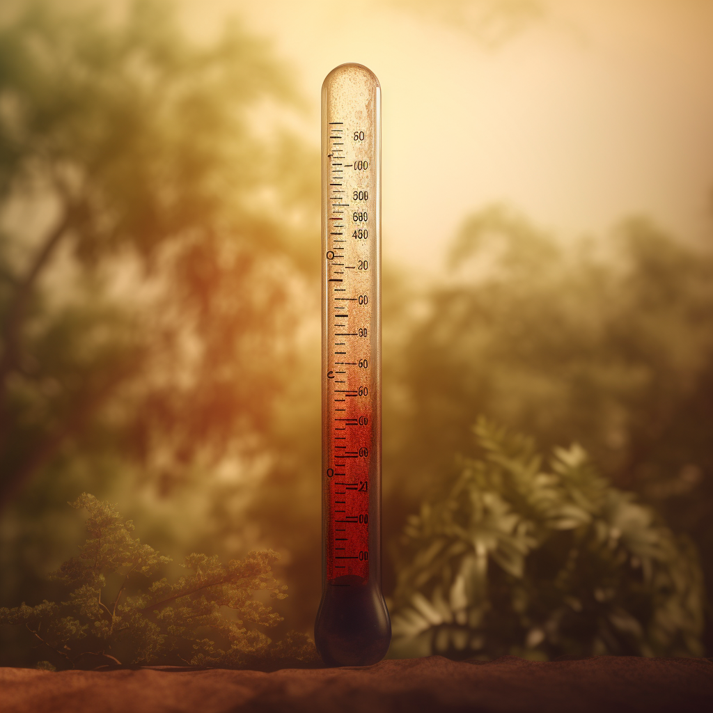 Temperature on Thermometer with Tree Background